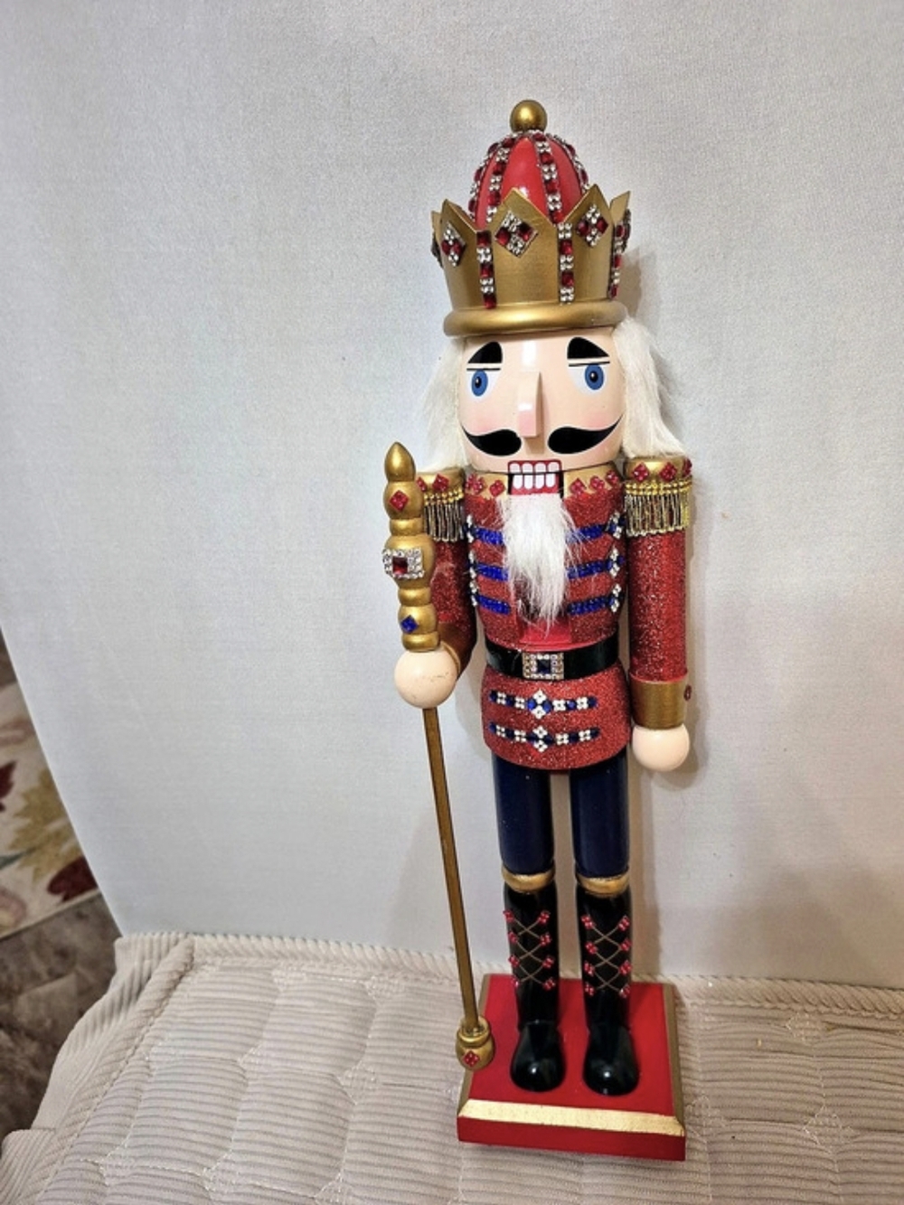 Northlight 14" Red and Gold Wooden Christmas Nutcracker King with Scepter & Gold